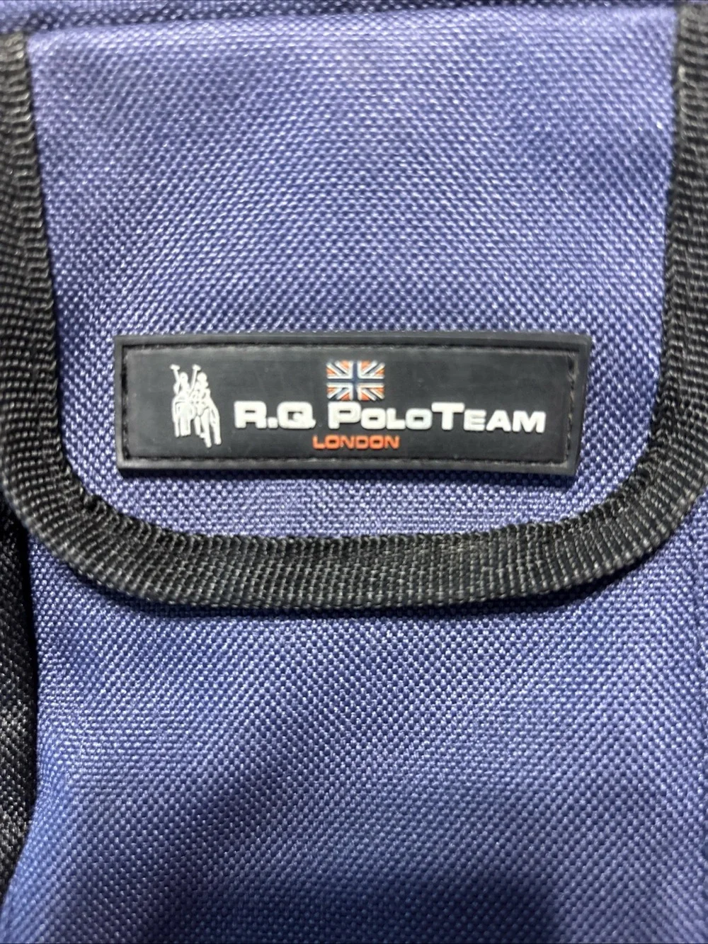 Vintage R.Q. PoloTeam London Blue Canvas Leather Trim Small Messenger Bag